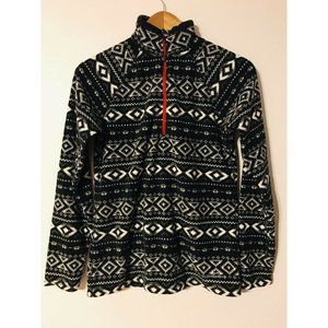 SOLD Eddie Bauer Women's Small Black White Aztec Fleece Pullover Red 1/4 Zip